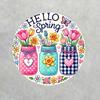 Деревянная круглая деревянная табличка в винтажном стиле Hello Spring с тюльпанами, 7,8-дюймовая настенная живопись для спальни, кухни, столовой, прочная, легко вешается, идеально подходит для дома
