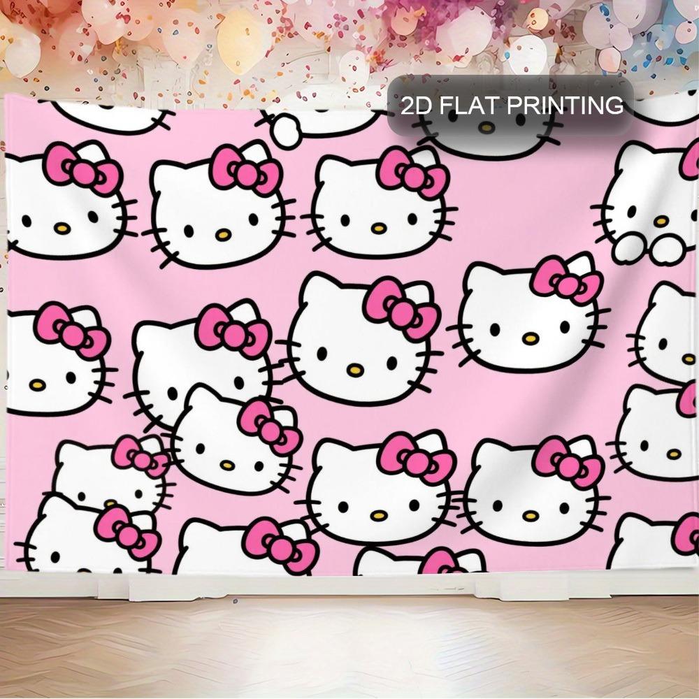 Hello Kitty Face And Kuromi Prints Wall Tapestry Are Suitable For Room Party Backgrounds Christmas And YearRound Decoration