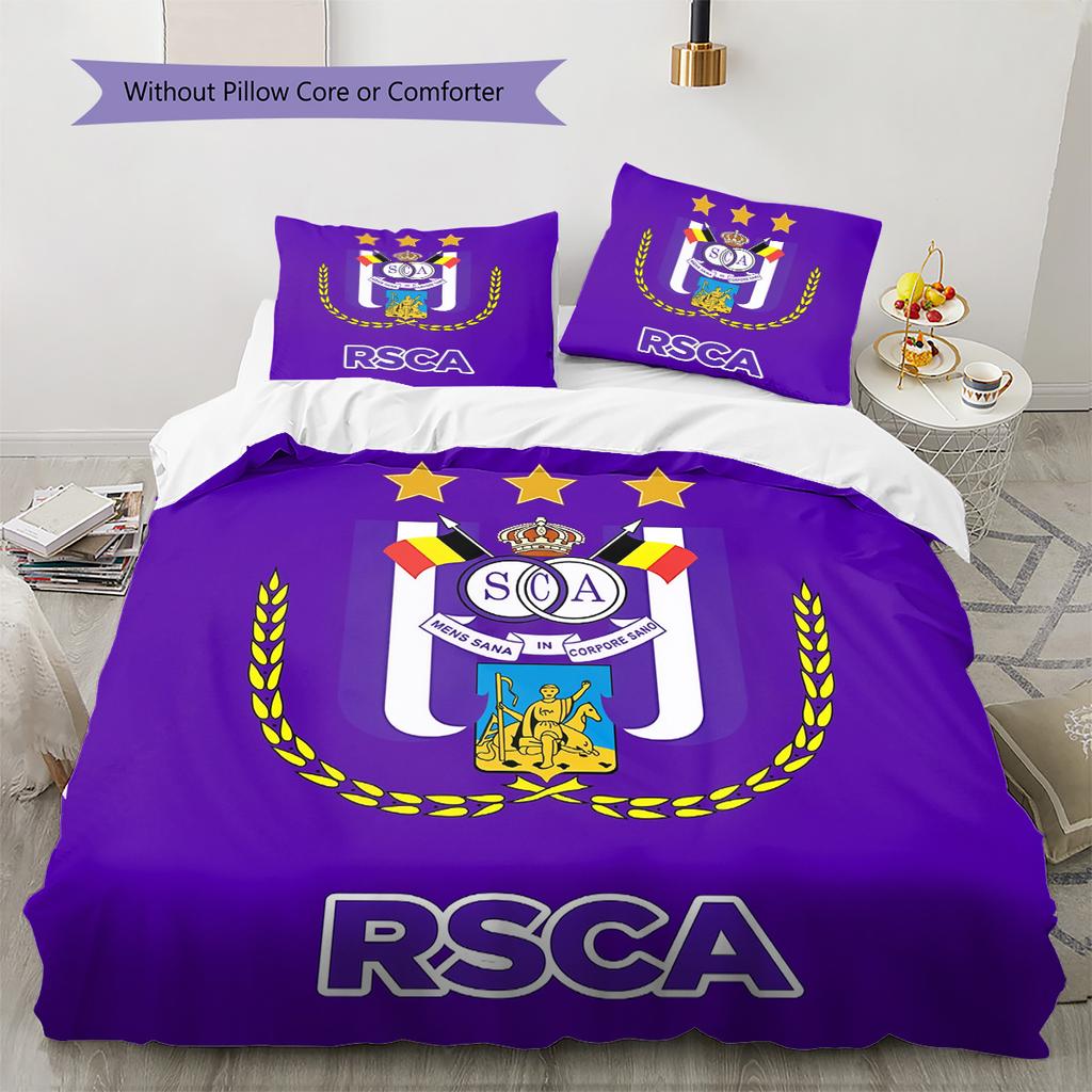 RSC Anderlecht  Узорный Комплект Постельного Белья Одеяло  Домашний Декор  Подарок (1 пододеяльник + 2 наволочки без наполнителя)