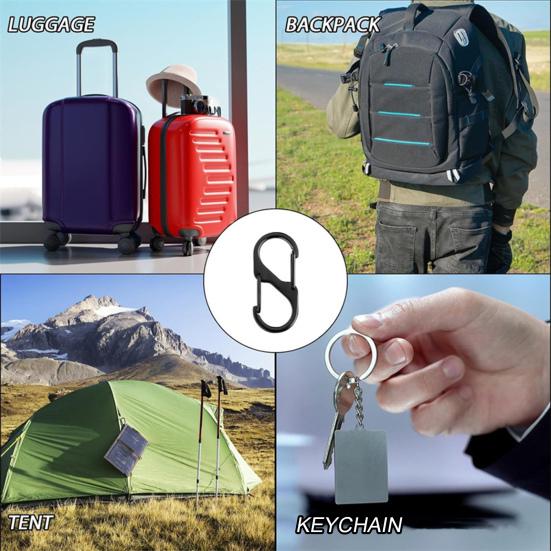 10 шт., карабины, застежки-молнии, двойная пружина, S, карабин, замки на молнии, двухсторонняя пряжка, дизайн открытия, противоугонные застежки-молнии