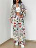 Black Retro Style Autumn And Winter New European And American Women'S Clothing Flower Printing Suit Women