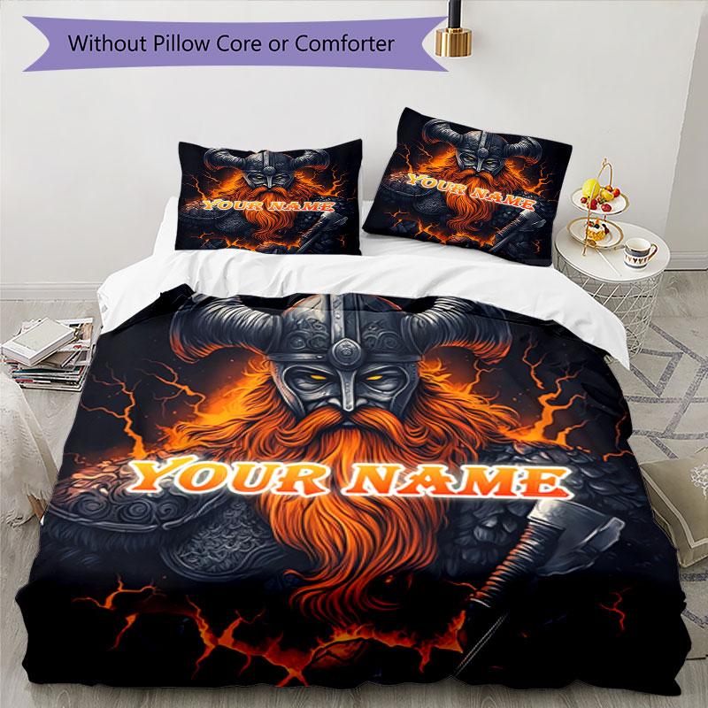 3PC Custom Name Flame Armor Bedding Set Duvet Cover Closure Includes 1 Duvet Cover & 2 Pillowcases for Bedroom