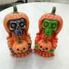 Halloween Pumpkin Ghost Statue Cartoon Skeleton Pumpkin Man Resin Figurine Sculpture Holiday Party Desktop Decoration Ornament