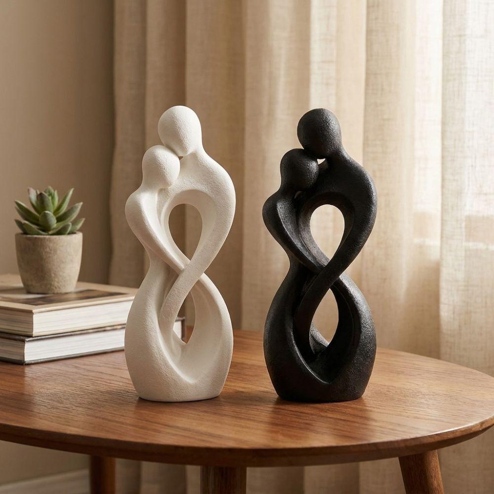 Romantic Abstract Hugging Couple Sculpture Minimalist Style Embrace Art Table Statue Wedding Gifts