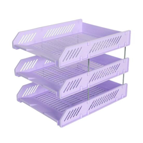 3 Tier Stackable Letter Tray Desk Paper Organizer Plastic File Document Storage Rack for Home Office School