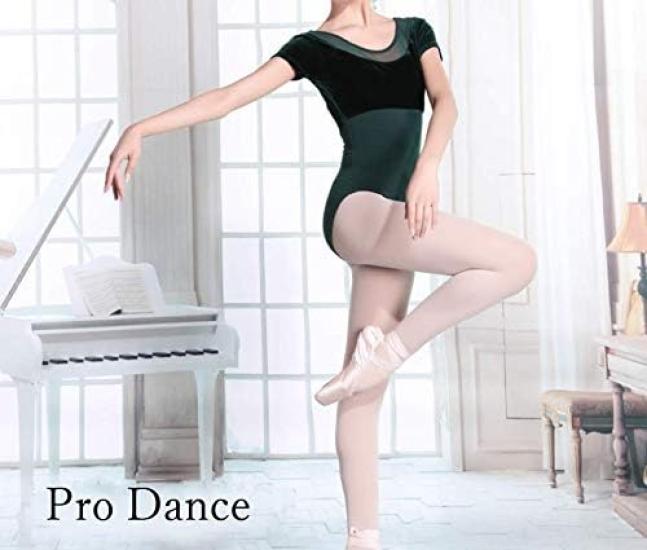 ProDance Velour Short Sleeve Leotard for Simple and PLHA022B Moss Ballet, Cute, (XL (170), Green)