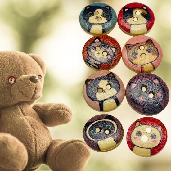 100 шт., деревянные пуговицы с рисунком котенка, сделай сам, швейная рубашка, сумки для скрапбукинга, декор