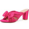 Allegra K Women's Slide Sandals with Chunky Heel and Bow, Hot Pink, Size 25.5cm