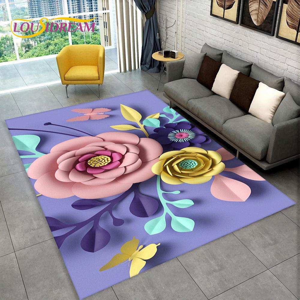 3D Nordic Luxury Flower Floral Area Rug Large, ковер для дома, гостиной, спальни, дивана, коврика для двери, декора, детские нескользящие коврики