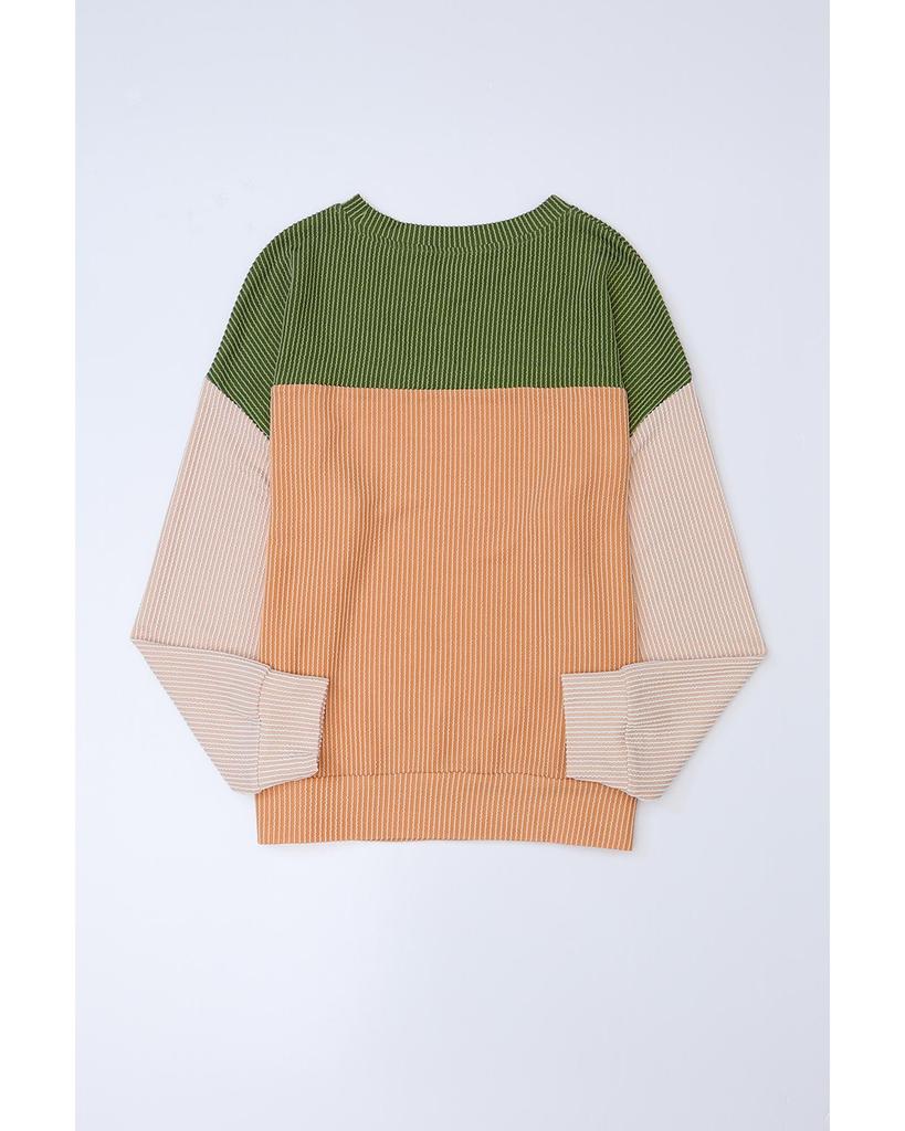 Azura Exchange Топ с длинными рукавами в рубчик и цветными блоками