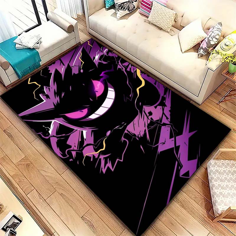 Gengar Printed Area Rug Cartoon Ghost Pattern Non-Slip Floor Mat Soft Carpet for Bedroom Living Room Decor