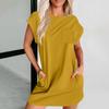 Women's Casual Summer Dress Round Neck Short Sleeve T-Shirt Shirt Dress Pocket