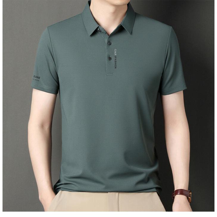 Футболка мужская с коротким рукавом, высококачественная вафельная повседневная тонкая средняя и зеленая универсальная мужская не требующая глажки универсальная одежда