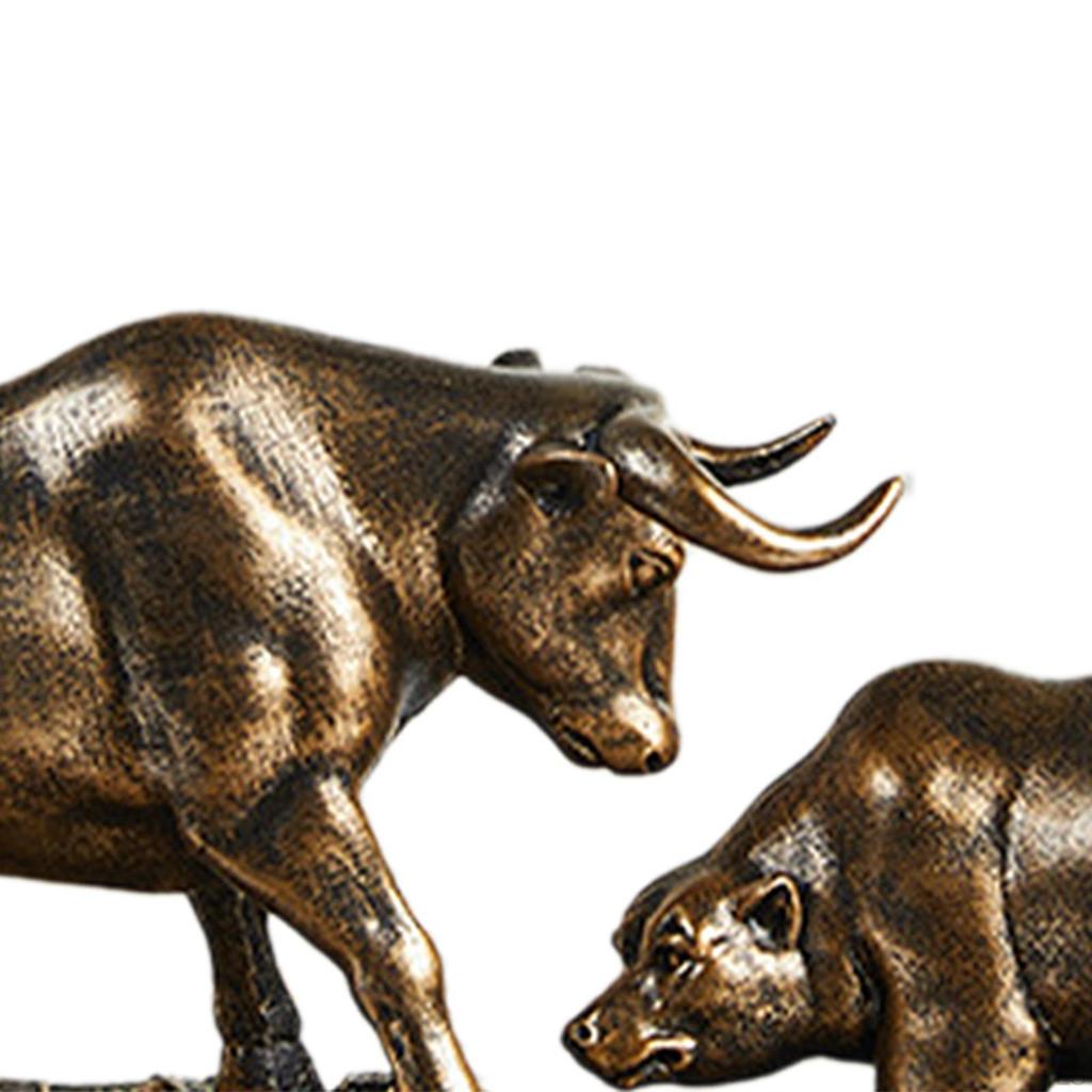 Скульптура животного быка и медведя, настольная витрина, коллекция фэн-шуй 11x3x5.3 дюймов для жилого пространства