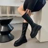 Модные женские сапоги на толстом каблуке и платформе до колена, модные туфли на молнии в стиле панк, лаконичные длинные женские сапоги Botas De Mujer