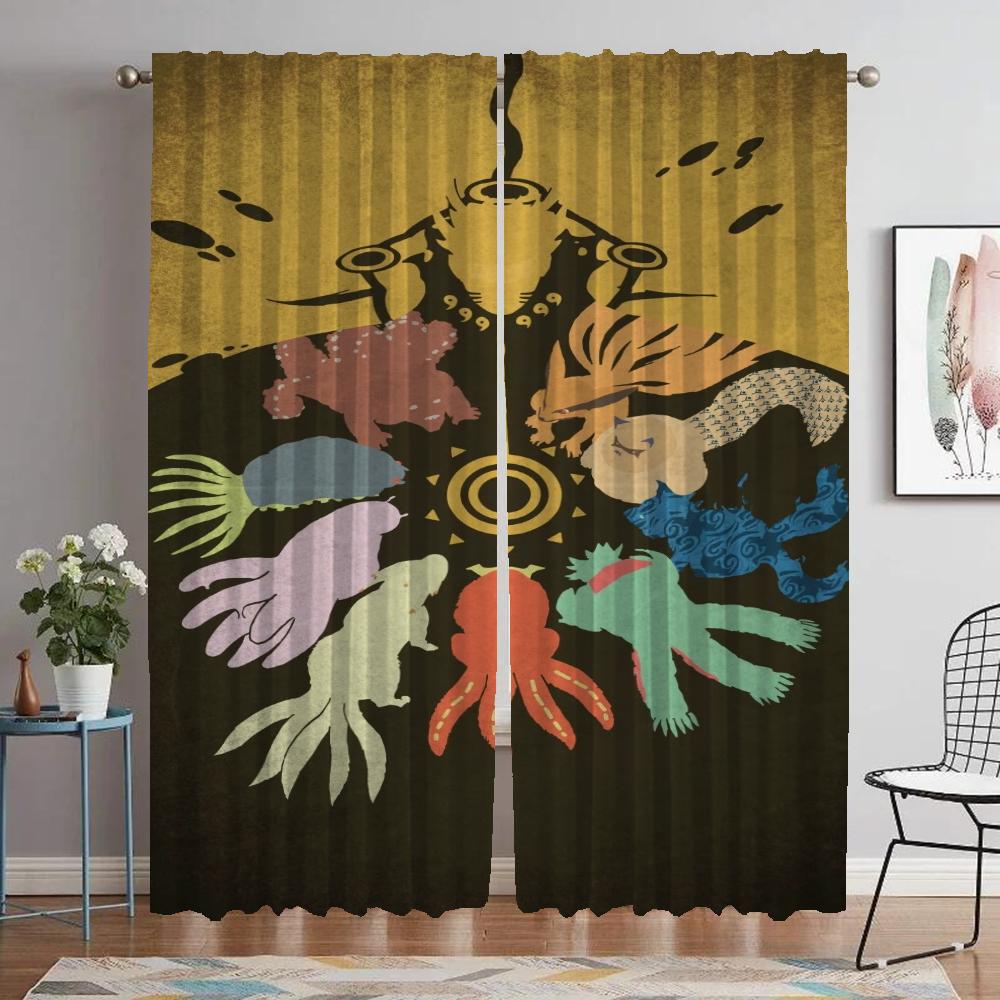 Narutos Home Interior Curtains for Camera Modern Living Room Curtains 2 Pieces Halloween Decoration Blackout Curtain Shades