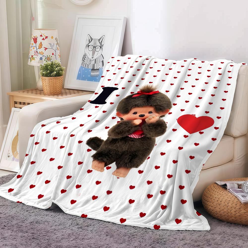 Cartoon M-Monchhichis-S Cute Blanket Warm Soft Suitable For Bedroom Sofa Bed Living Room Office Travel Camping Gifts