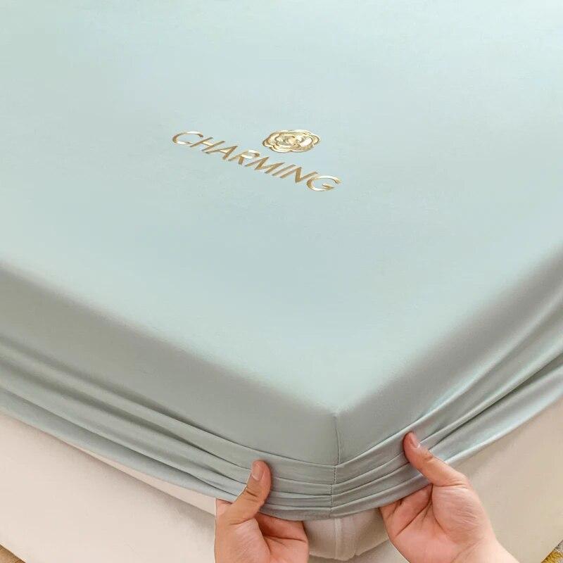 Встроенная простыня, роскошный наматрасник из египетского хлопка, вышитые покрывала, эластичное постельное белье, мягкая простыня без наволочки