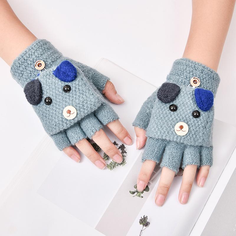 Милые детские перчатки-перевертыши с мультяшным принтом и бархатной подкладкой для тепла и защиты от холода — идеально подходят для письма осенью и зимой