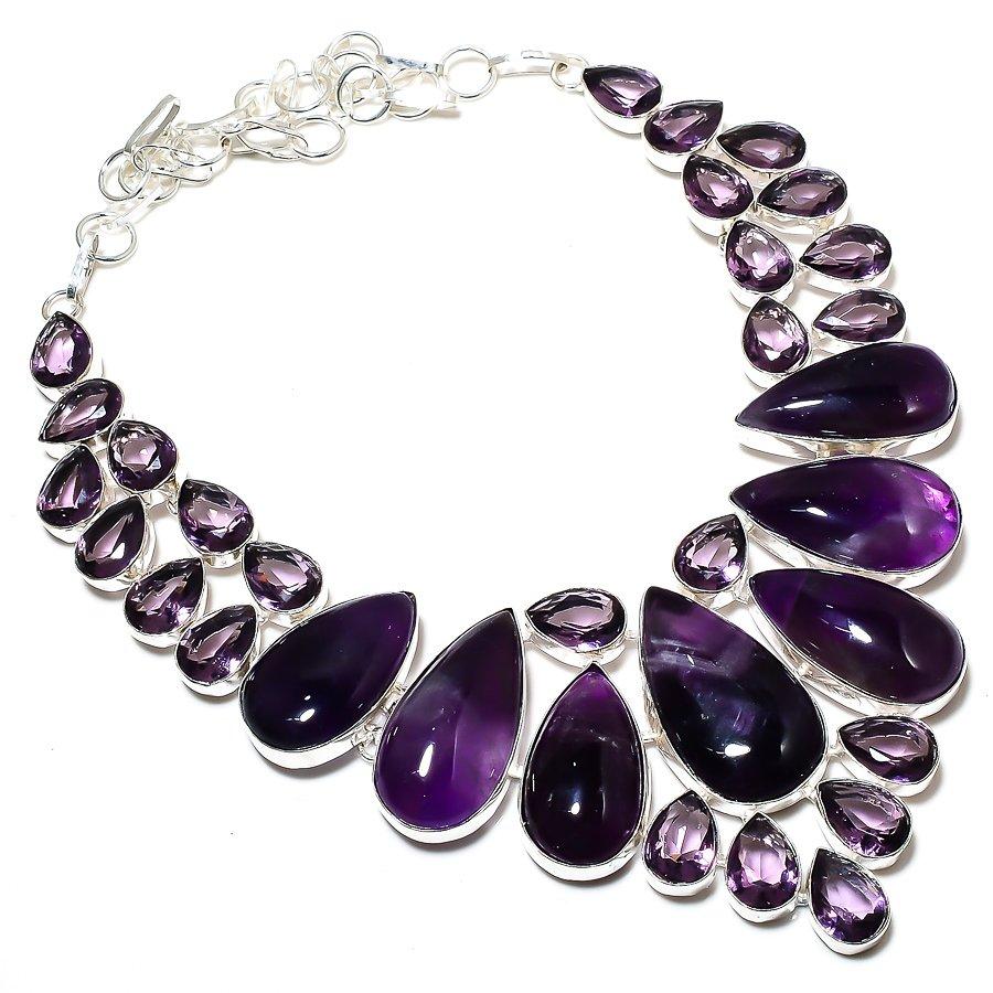 Sage Amethyst, Amethyst Handmade 925 Sterling Silver Jewelry Necklace 18" P2a36