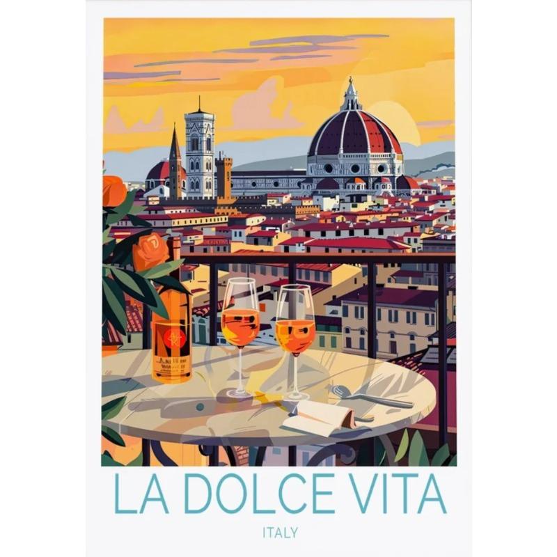 La Dolce Vita Wall Poster Print For Bedroom Living Room Home Decor Italy Coastal Landscape Canvas Painting Lemon Orange Wall Art