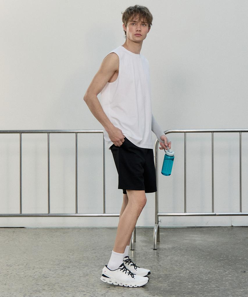 BASIC HOUSE Men'S Cool Sorona Round Neck Sleeveless T-Shirt White Lzts3105