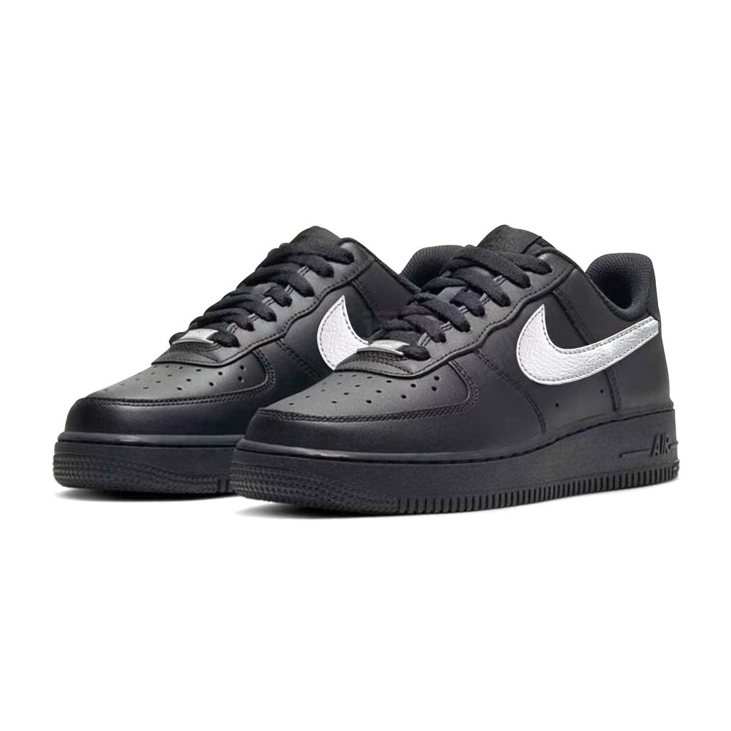 Nike Air Force 1 Black Silver Abrasion Resistant Abrasion Resistant Low top Skateboard Shoes Unisex Silver CW2288-111(Team963-)