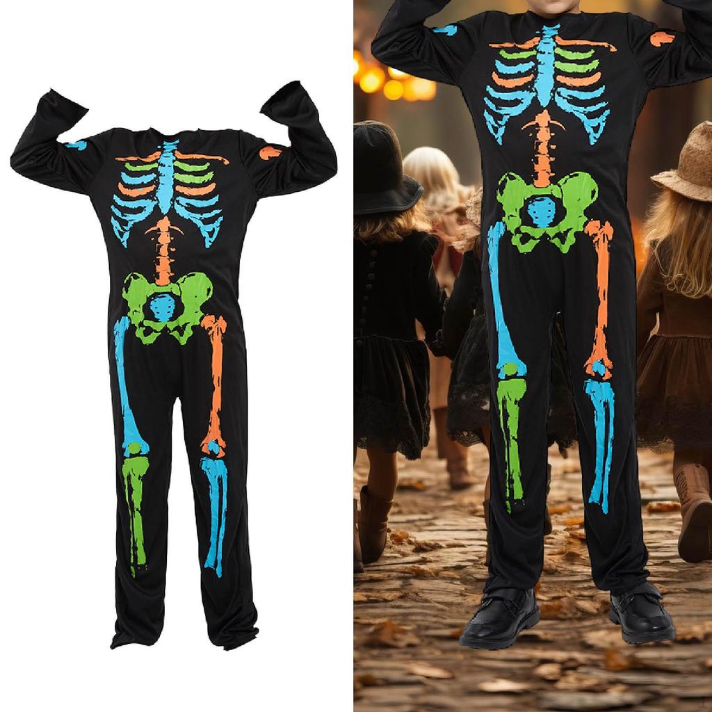 Boys Halloween Skeleton Costume Cosplay Children Clothing for Stage Performances