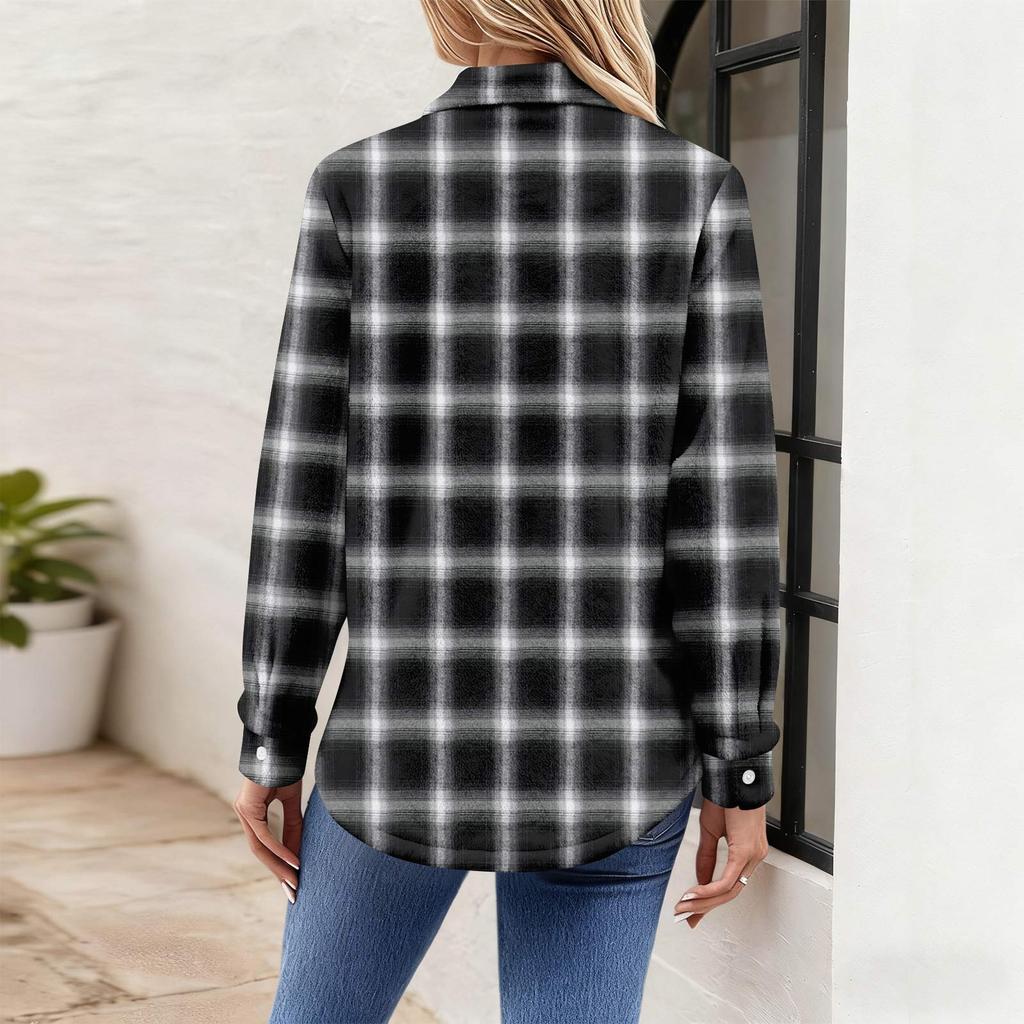 Женская рубашка-блузка с принтом и пуговицами, длинный рукав, повседневный базовый рубашечный воротник, обычный топ