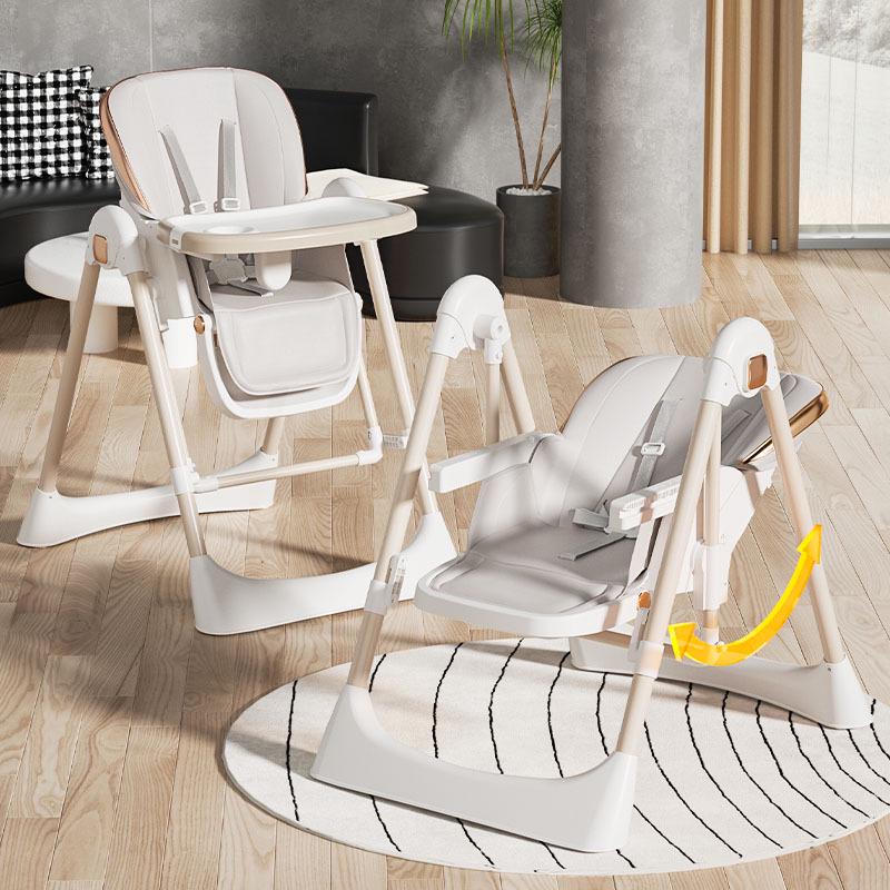 Multifunctional Baby High Chair (0-6 Years): Foldable, Convertible To Rocker, Recline & Sit Positions for Dining & Rest.