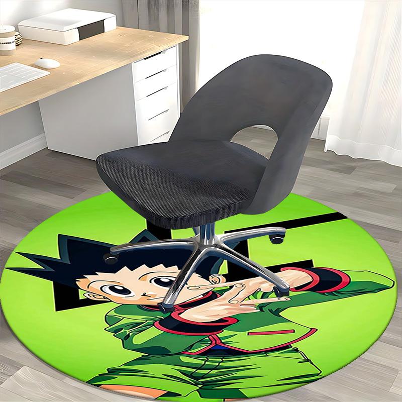 1pc Anime Cartoon Design Round Carpet Office Chair Mat, NonSlip Rug for Home Decor