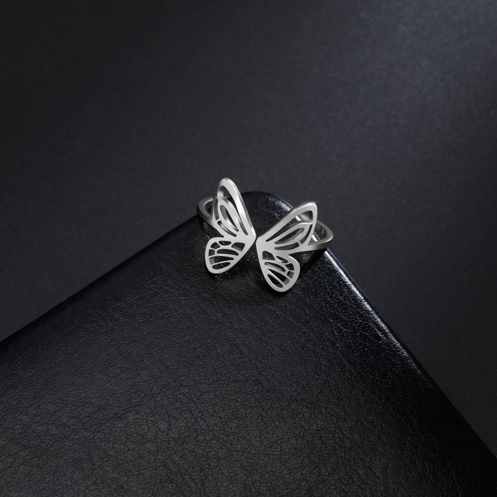 Cazador Adjustable Butterfly Women's Ring Gold Color Stainless Steel Finger Rings Jewelry Trendy Wedding Birthday Gift Wholesale