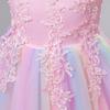Girls Luxury Rainbow Tulle Lace Flower Bridesmaid Wedding Party Dresses Children Colorful Graduation Ceremony Costume