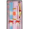 Matchmaking Chopsticks Couple Chopsticks Luxury Stylish Cherry Blossom Wedding Gift Parents Blue Peach 23cm 21cm Non-Slip (Yumezakura)