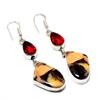 Cappuccino Jasper Garnet Gemstone 925 Silver Plated Jewelry Earring 2.46"
