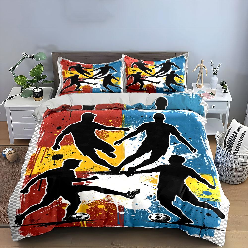 Soccer players with balls. Bedding sets Duvet cover sets Duvet covers Pillowcases(1 * Duvet Cover 2 * Pillowcases, without duvet insert)