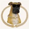 Bling Dog Collar Necklace with Cuban Link, Top Safety Lock, and Faux Diamond Rivets, for Medium To Large Dogs