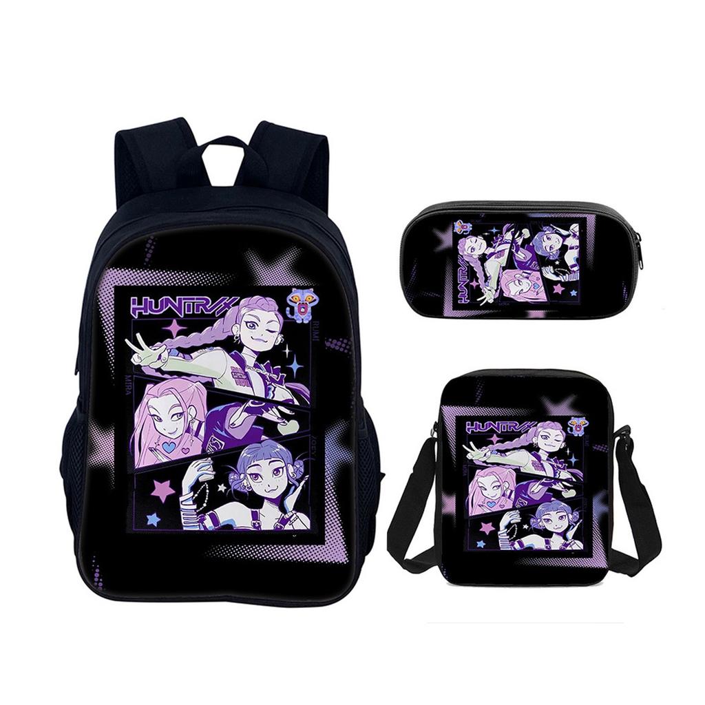 Backpack Cartoon Devil Anime Lightweight Travel Casual Backpack Laptop Bag School Bag Three-piece Set