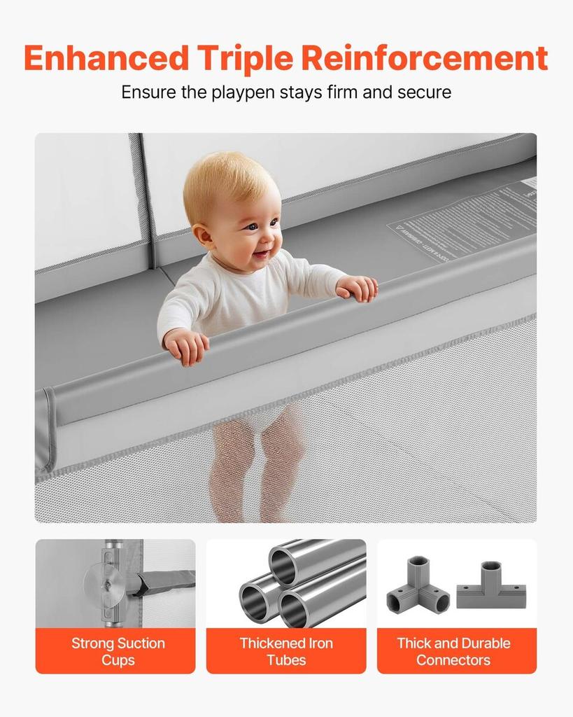 Baby Playpen, 2000 x 1785mm Extra Large Playpen for Babies Toddlers, Indoor/Outdoor Baby Fence Play Yard, No-Gap Safety Activity Center with 50 Ocean