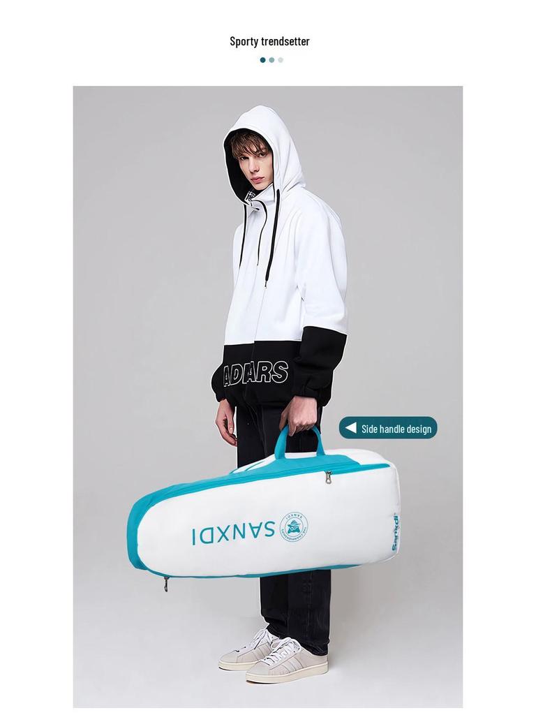 White Tennis & Badminton Backpack for 3 Rackets - Unisex Outdoor Sports Bag