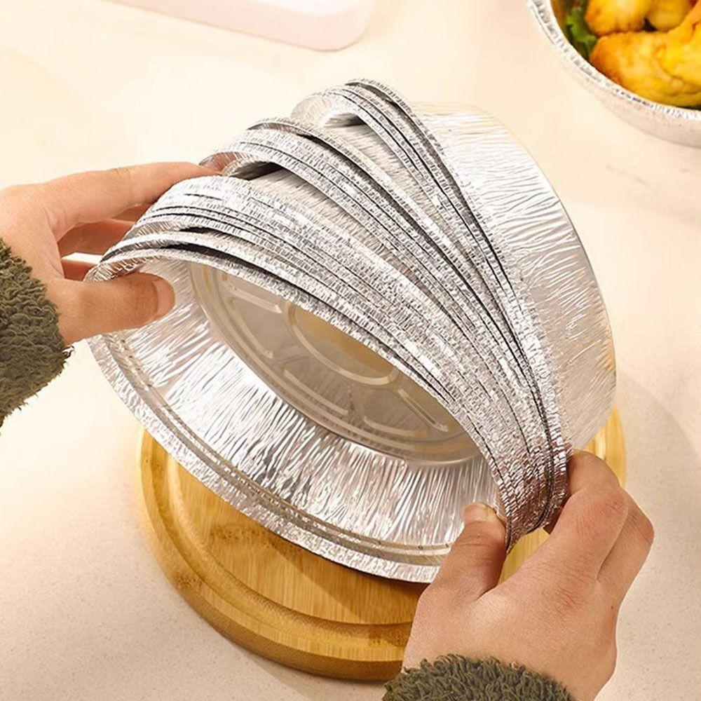 10Pcs Non-stick Food Tin Foil Tray Reusable Air Fryer Tray Portable Aluminum Foil Box