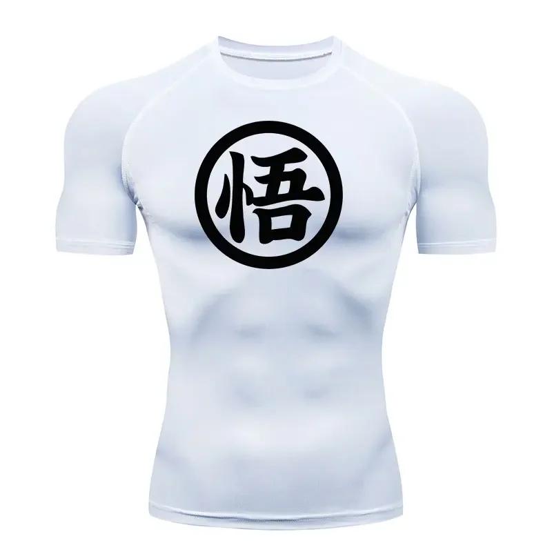 Clothing Fitness Anime Aesthetic Compression Shirt for Men Fitness Sport Quick Dry TShirts Tight Gym Tops Tee Summer Undershirts