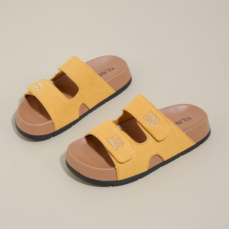 Мода 2025 Мода Шлепанцы женские на толстой подошве Летние Новые женские сандалии Роскошные дизайнерские сандалии Плоская обувь для женщин