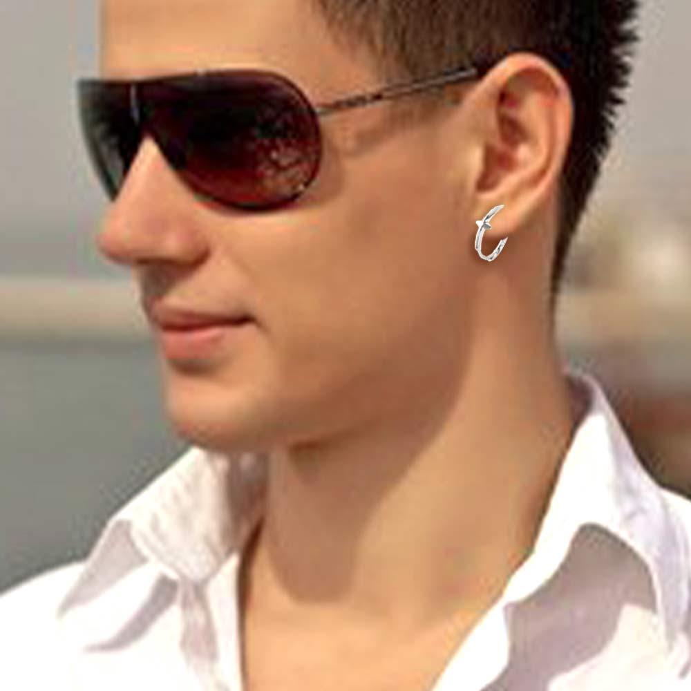 Мужские серьги-пусеты высокого качества в стиле панк, круглые, со звездой