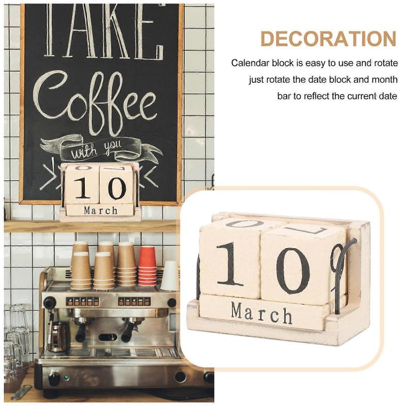 Wooden Block Calendar Tabletop Block Calendar for Home Use