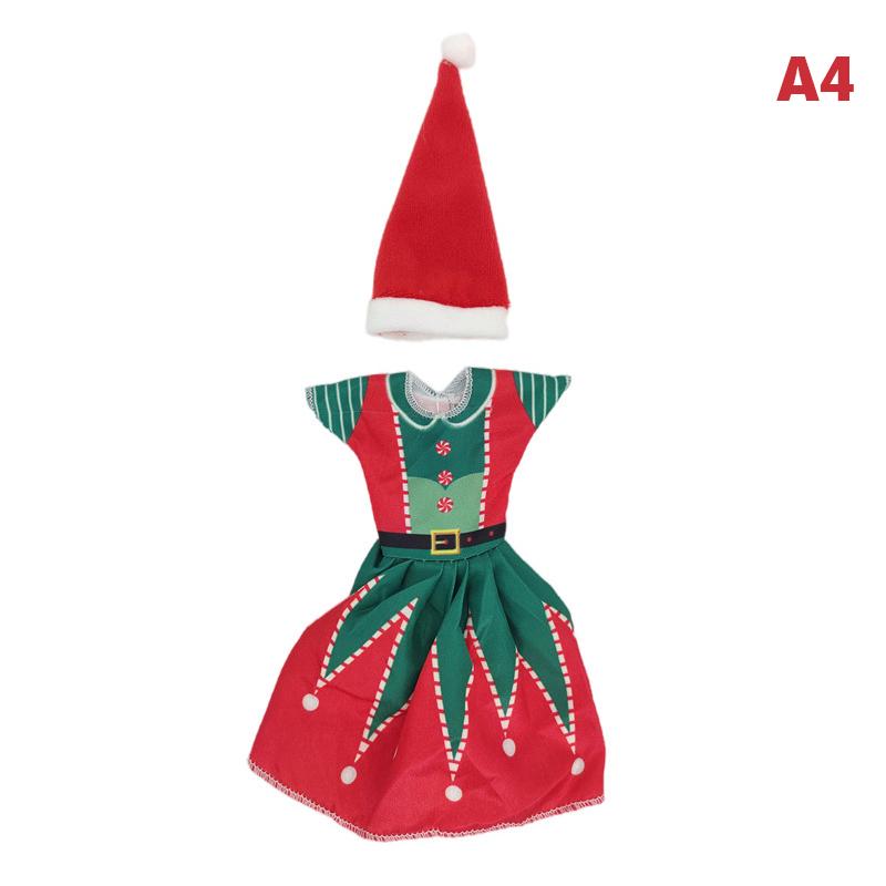 1Set Christmas Dress Outfit Dress Hats For 11 Inch 30cm Doll Fashion Clothes Doll Accessories