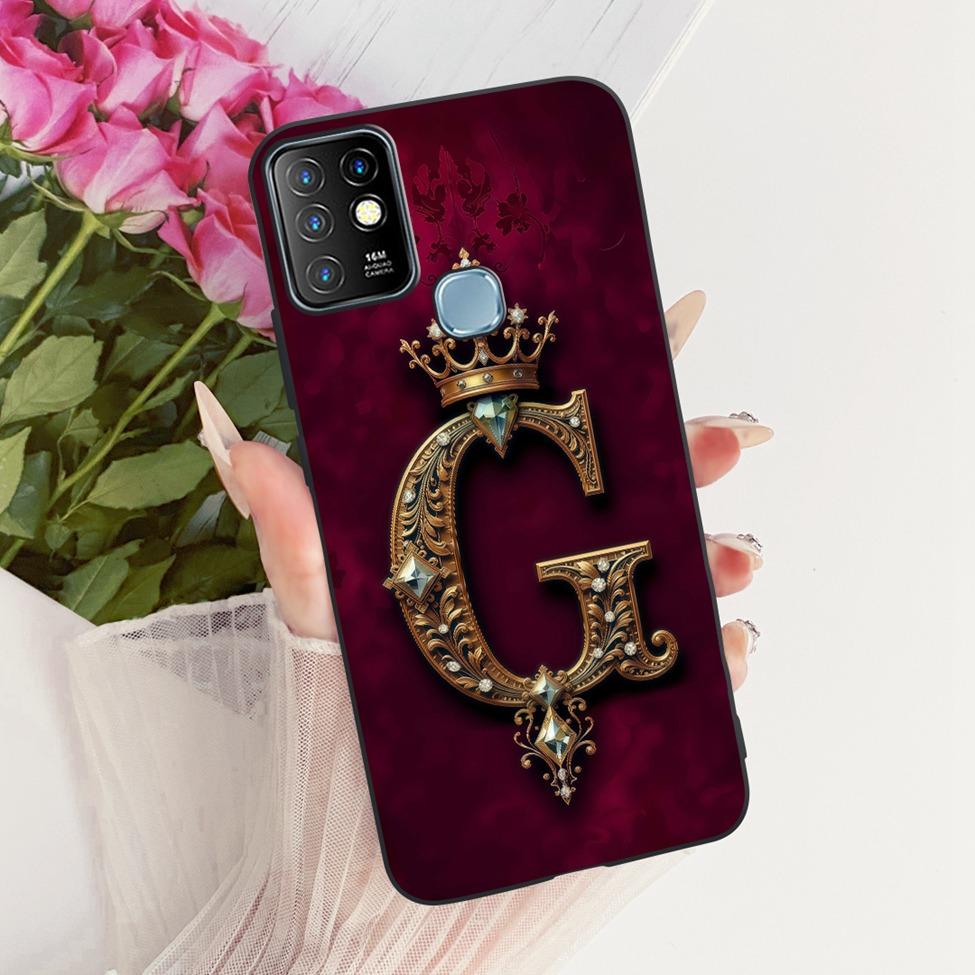 For Infinix Hot 10 Case Cover Luxury A-Z Letters 2D Painted Silicone Bumper For Infinix Hot10 X682B X682C Casing