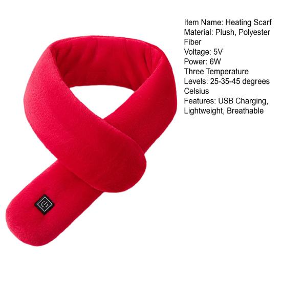 Электрический нагревательный шарф, перезаряжаемая грелка для шеи с 3 регулируемыми шестернями, плюшевая ткань, согревающая шею