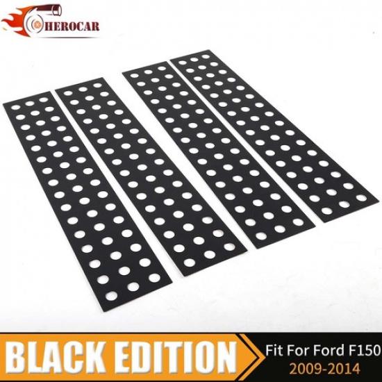 4PCS Aluminum Door Trim B Pillar Post Covers Trim For Ford F150 2009-2014 Black