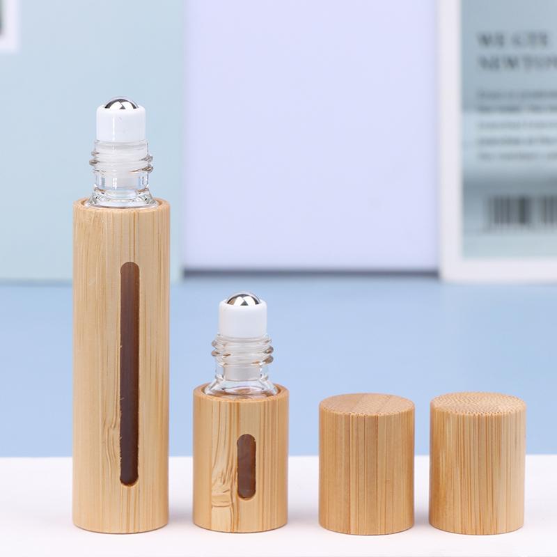 Бамбуковый рулонный флакон 3/5/10 мл, деревянный роликовый флакон, эфирное масло, блеск для губ, многоразовый тюбик, пустая банка, стеклянная бутылка для духов, 1 шт.
